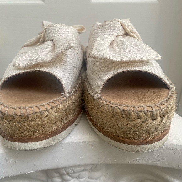 EUC Gaimo Spain Espadrille Platform Slides Linen Bow 39 - Picture 4 of 11